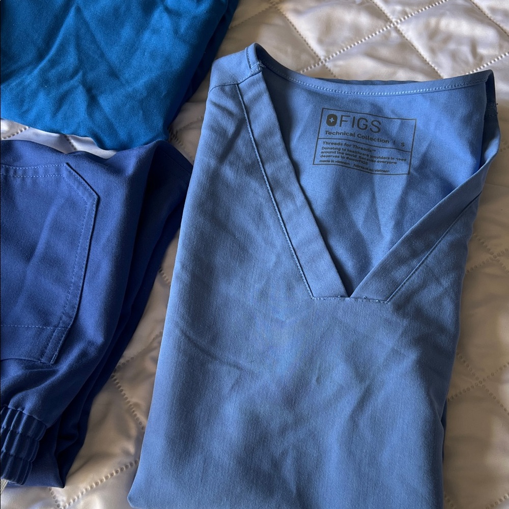 FIGS Sky Blue V-Neck Scrub Top
